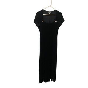 Onyx Nite Womens Velvet Maxi Dress Blue Square Neck Prom Evening Formal - 14